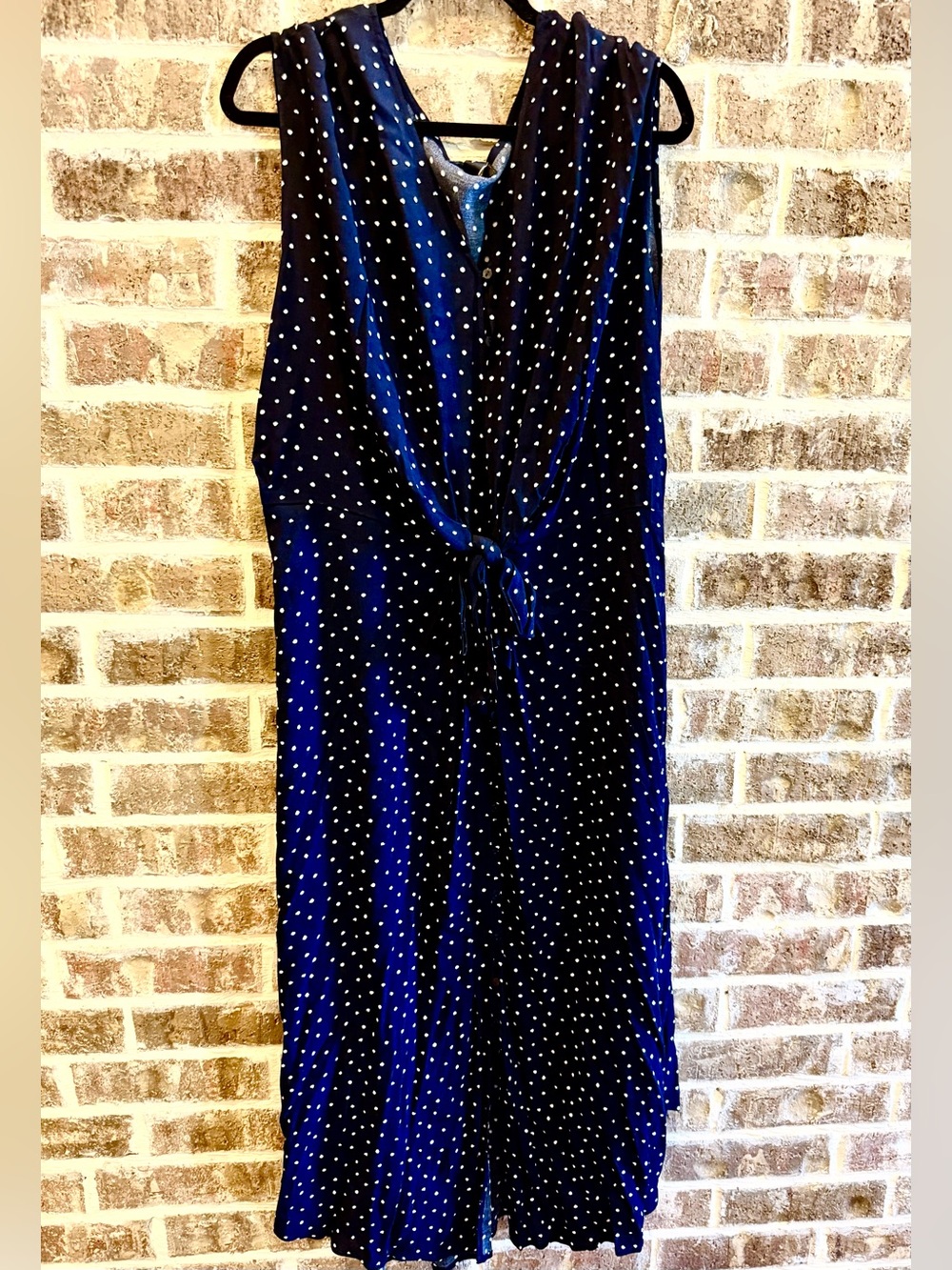 Eloquii NWT Navy Polka Dot Sleeveless Tie-Back Midi Dress 🌺🌸🌺 22